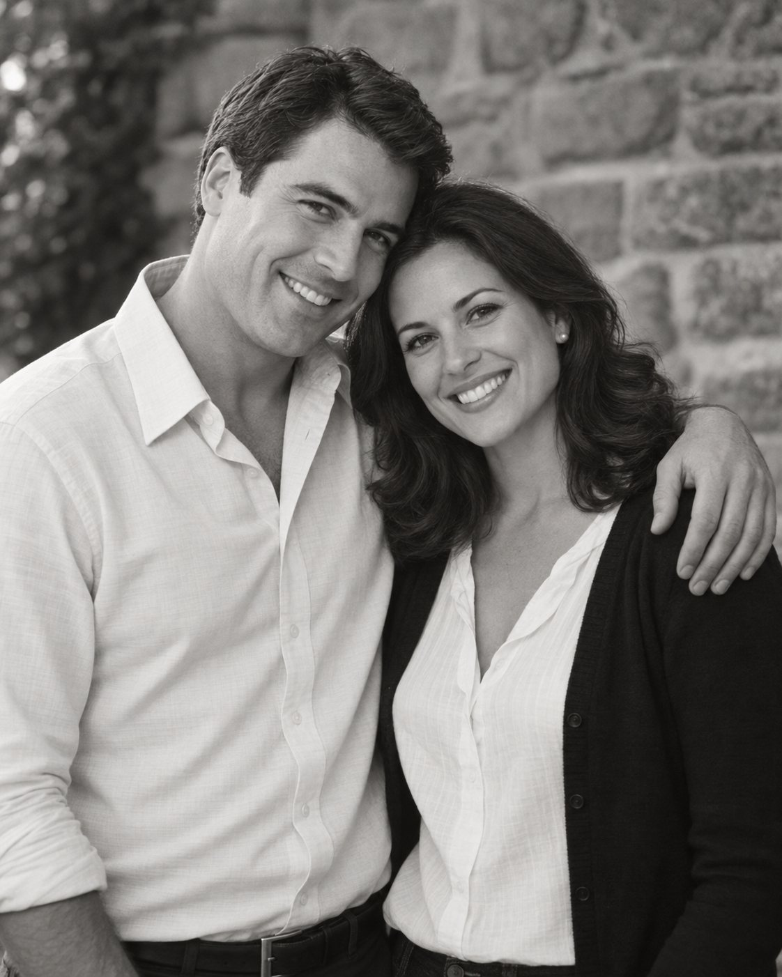 John and Mary smiling together